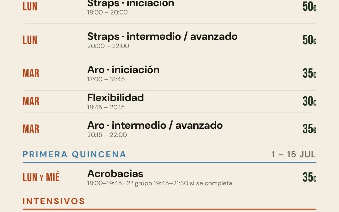 Clases circo de verano