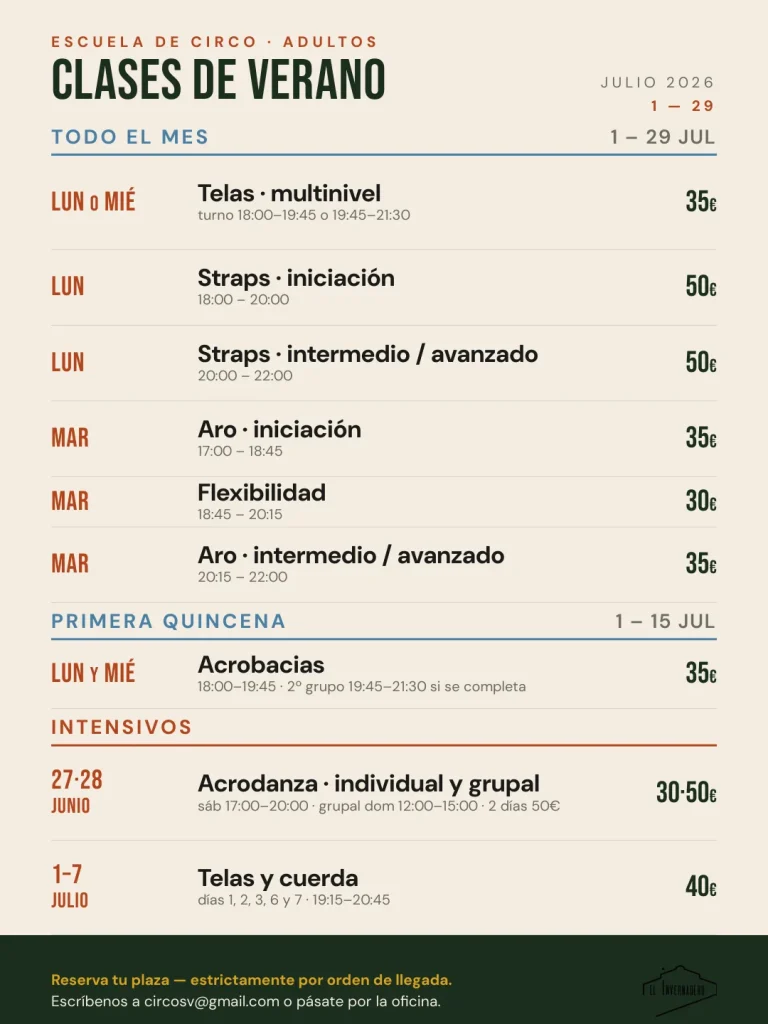 Clases circo de verano